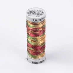 Gütermann Metallic Effektgarn Nähgarn Stickgarn Metalleffekt-Faden Metallic Farbnr. 7027 rot grün gold 200 Meter/Spule