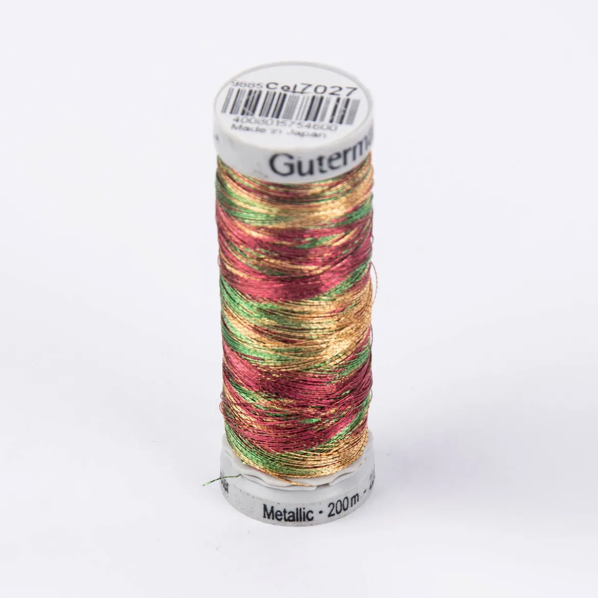 Gütermann Metallic Effektgarn Nähgarn Stickgarn Metalleffekt-Faden Metallic Farbnr. 7027 rot grün gold 200 Meter/Spule