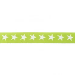 Gummi Band apfelgrün mit weißen Sternen Meterware Breite: 2cm