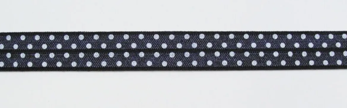 Gummiband Elastic Schrägband Zierband dunkelgrau weiß Punkte Breite: 1,5cm