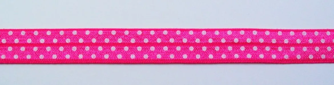 Gummiband Elastic Schrägband Zierband pink weiß Punkte Breite: 1,5cm
