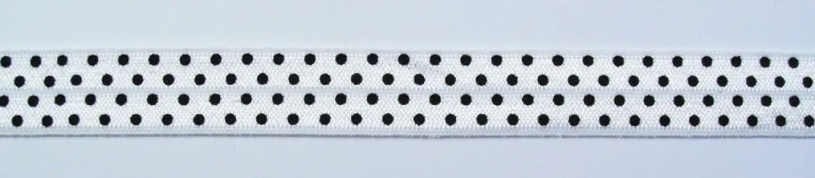 Gummiband Elastic Schrägband Zierband weiß schwarz Punkte Breite: 1,5cm