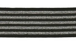 Gummiband Elastik Lurex Glitzer Streifen schwarz silber Breite 2,5cm