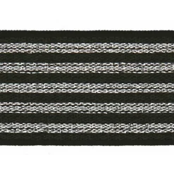 Gummiband Elastik Lurex Glitzer Streifen schwarz silber Breite 2,5cm