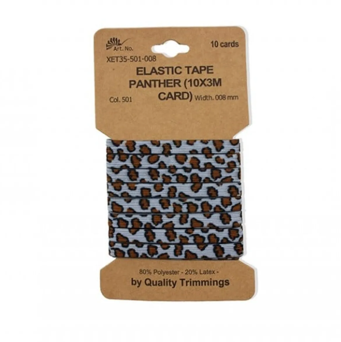 Gummiband elastisch Leomuster rauchblau braun schwarz Breite: 8mm 3m