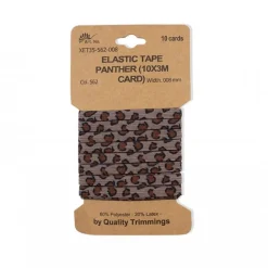 Gummiband elastisch Leomuster taupe braun schwarz Breite: 8mm 3m