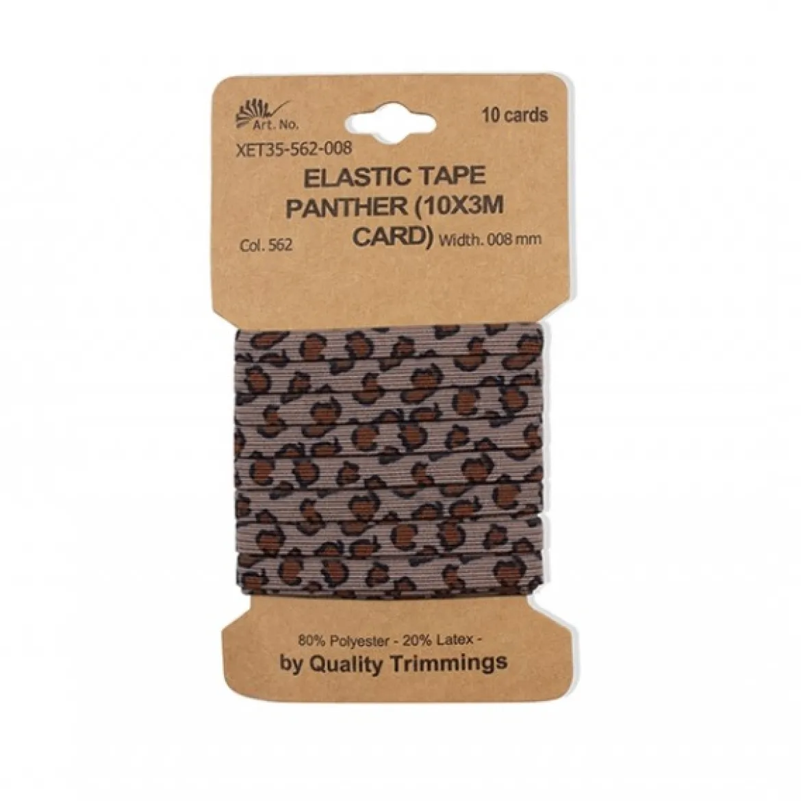 Gummiband elastisch Leomuster taupe braun schwarz Breite: 8mm 3m