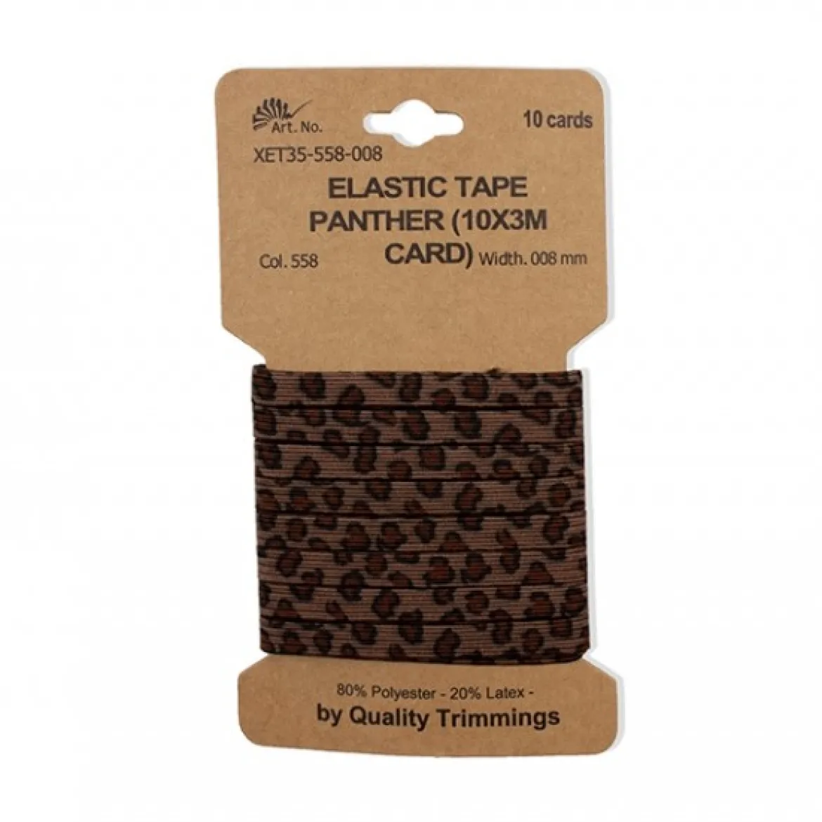 Gummiband elastisch Leomuster braun dunkelbraun schwarz Breite: 8mm 3m