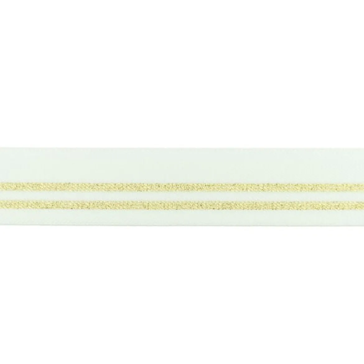 Gummi Band Glitzer Streifen weiß goldfarbig Breite: 3cm