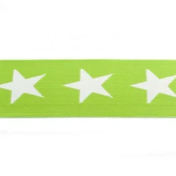 Gummi Band grün mit weißen Sternen Meterware Breite: 4cm