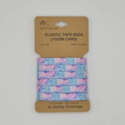 Gummiband Ibizia Farberlauf rosa blau 10mm Breite 5m