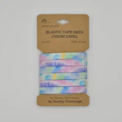 Gummiband Ibizia Farberlauf rosa blau gelb grün 10mm Breite 5m