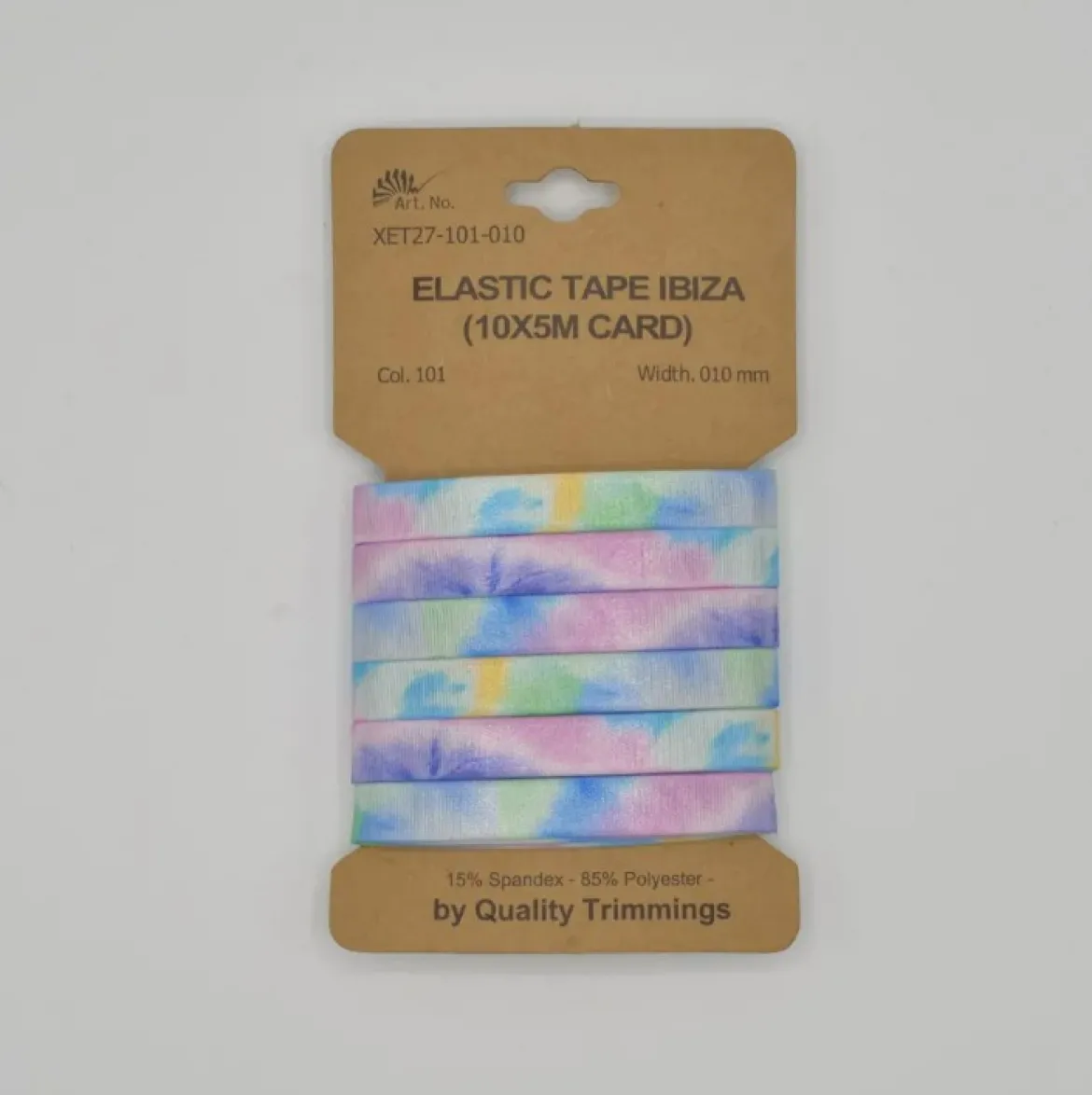 Gummiband Ibizia Farberlauf rosa blau gelb grün 10mm Breite 5m
