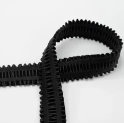 Gummiband Lederimitat mit Raffungen Schwarz 40mm Breite