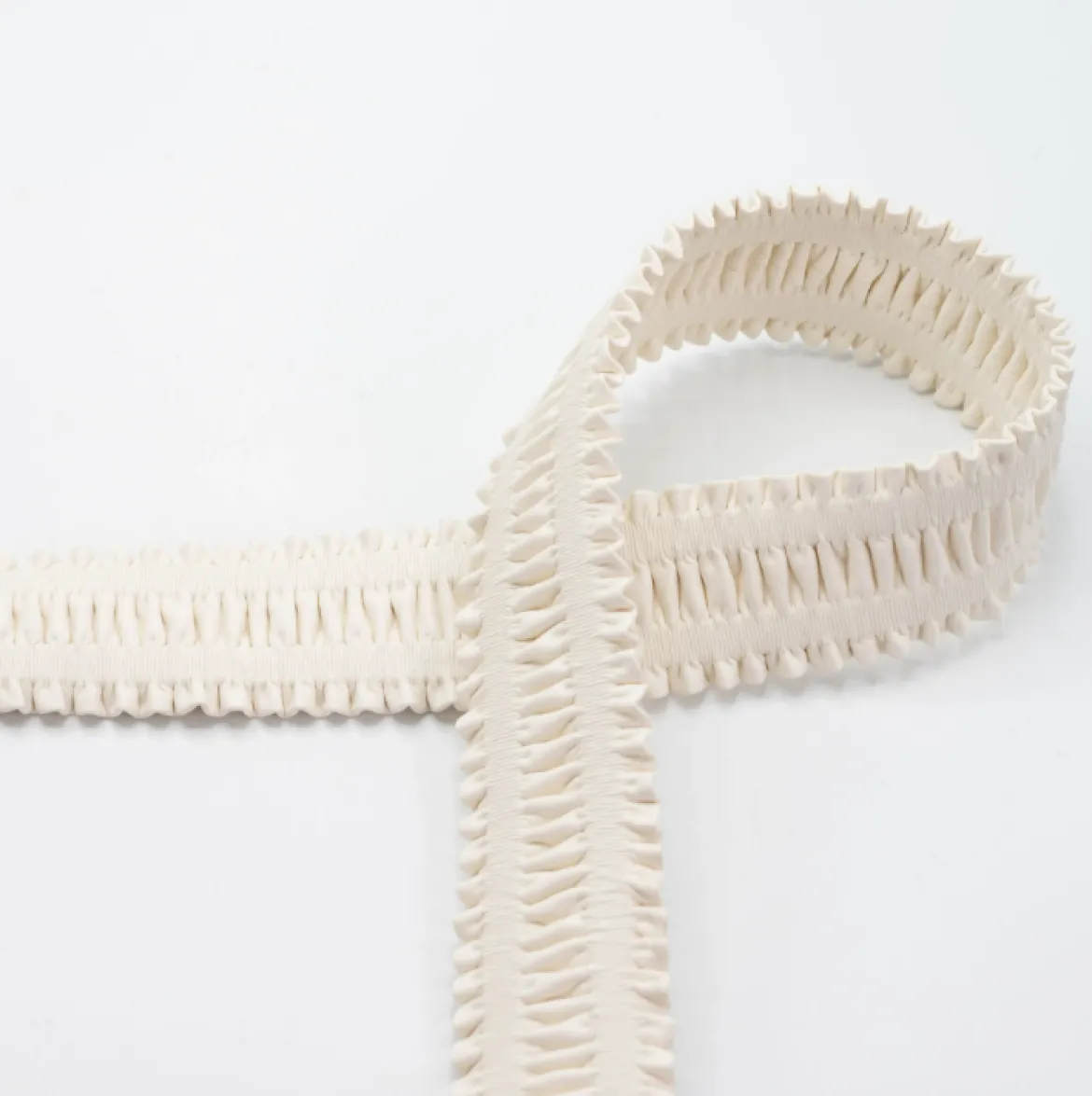 Gummiband Lederimitat mit Raffungen Offwhite 40mm Breite