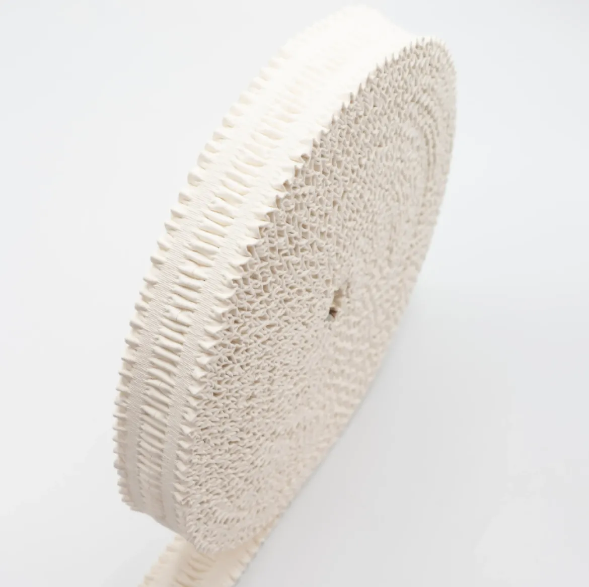 Gummiband Lederimitat mit Raffungen Offwhite 40mm Breite