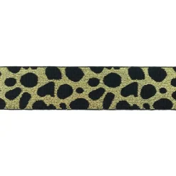 Gummiband Leomuster Glitzer Lurex schwarz goldfarbig Breite: 4cm