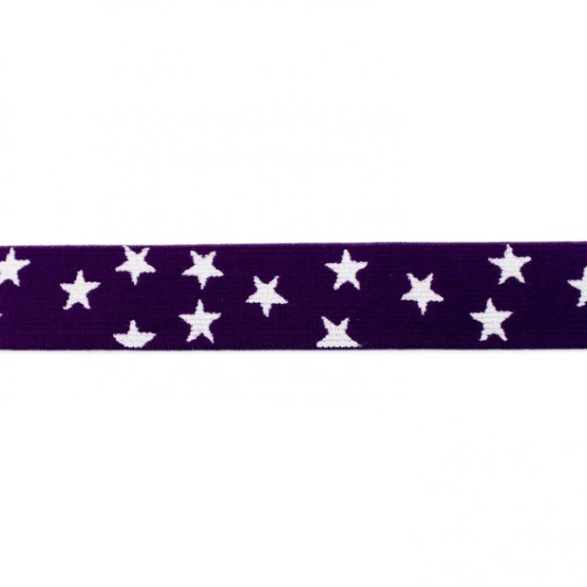 Gummi Band lila aubergine mit vielen kleinen weißen Sternen Meterware Breite: 2,5cm