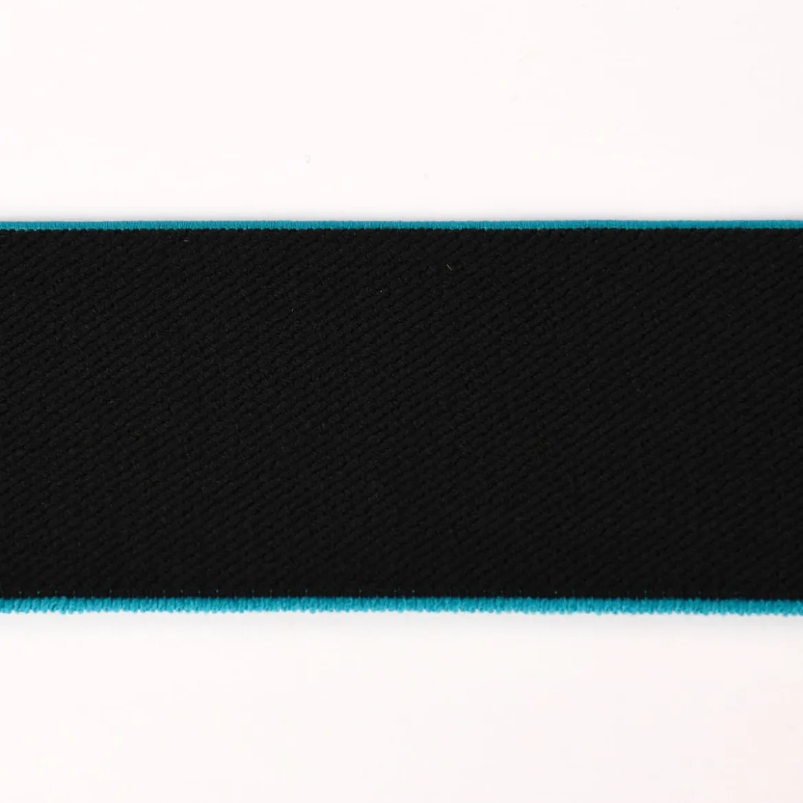 Gummiband mit farbigem Rand schwarz petrol Breite: 4cm