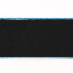 Gummiband mit farbigem Rand schwarz aqua blau Breite: 4cm