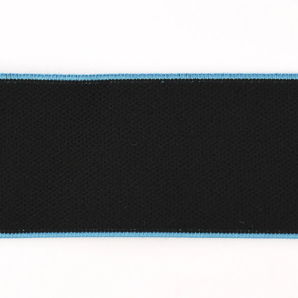 Gummiband mit farbigem Rand schwarz aqua blau Breite: 4cm