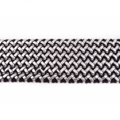 Gummi Band mit Kunstleder schwarz silber Meterware Breite: 5,5cm