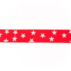 Gummi Band rot mit vielen kleinen weißen Sternen Meterware Breite: 2,5cm