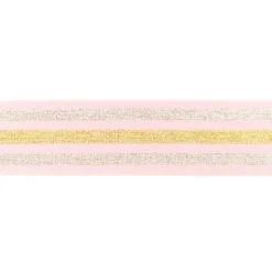 Gummi Band Streifen Glitzer rosa silberfarbig goldfarbig Breite: 4cm