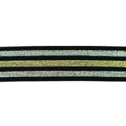 Gummi Band Streifen Glitzer schwarz silberfarbig goldfarbig Breite: 4cm