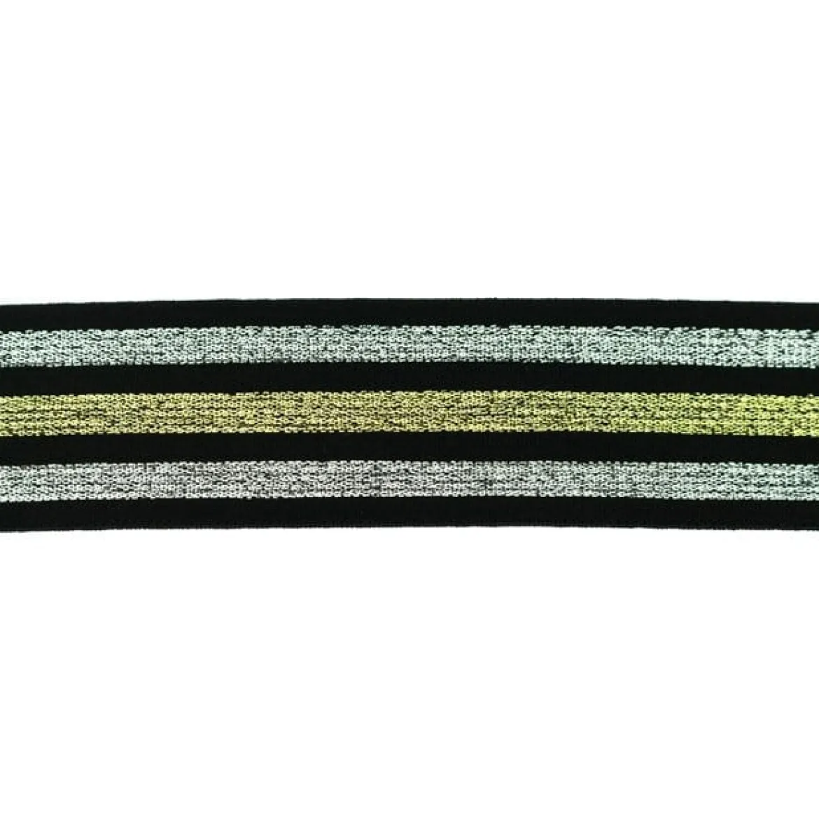 Gummi Band Streifen Glitzer schwarz silberfarbig goldfarbig Breite: 4cm