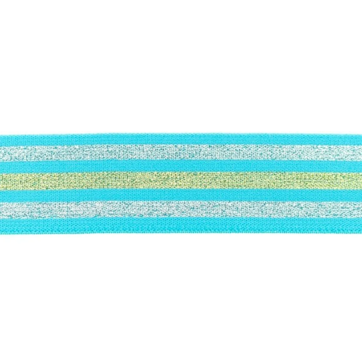 Gummi Band Streifen Glitzer türkis silberfarbig goldfarbig Breite: 4cm