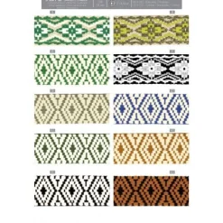 Gurtband Ethno Rautenmuster khaki weiß 3,8cm Breite