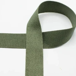 Gurtband Glamour army-grün goldfarbig Metallic-Effekte Meterware 40mm Breite