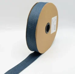 Gurtband Glamour denimblau goldfarbig Metallic-Effekte Meterware 40mm Breite