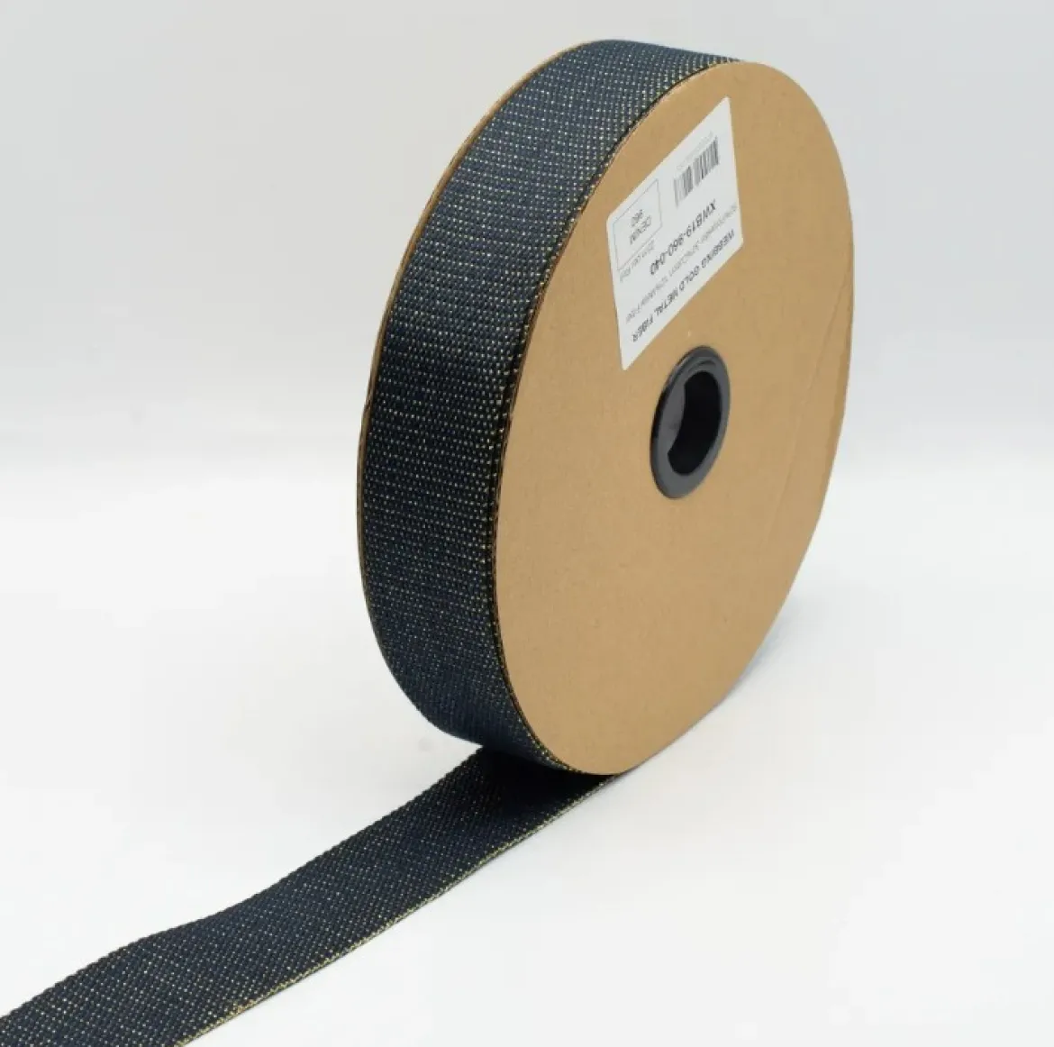Gurtband Glamour dunkelblau goldfarbig Metallic-Effekte Meterware 40mm Breite