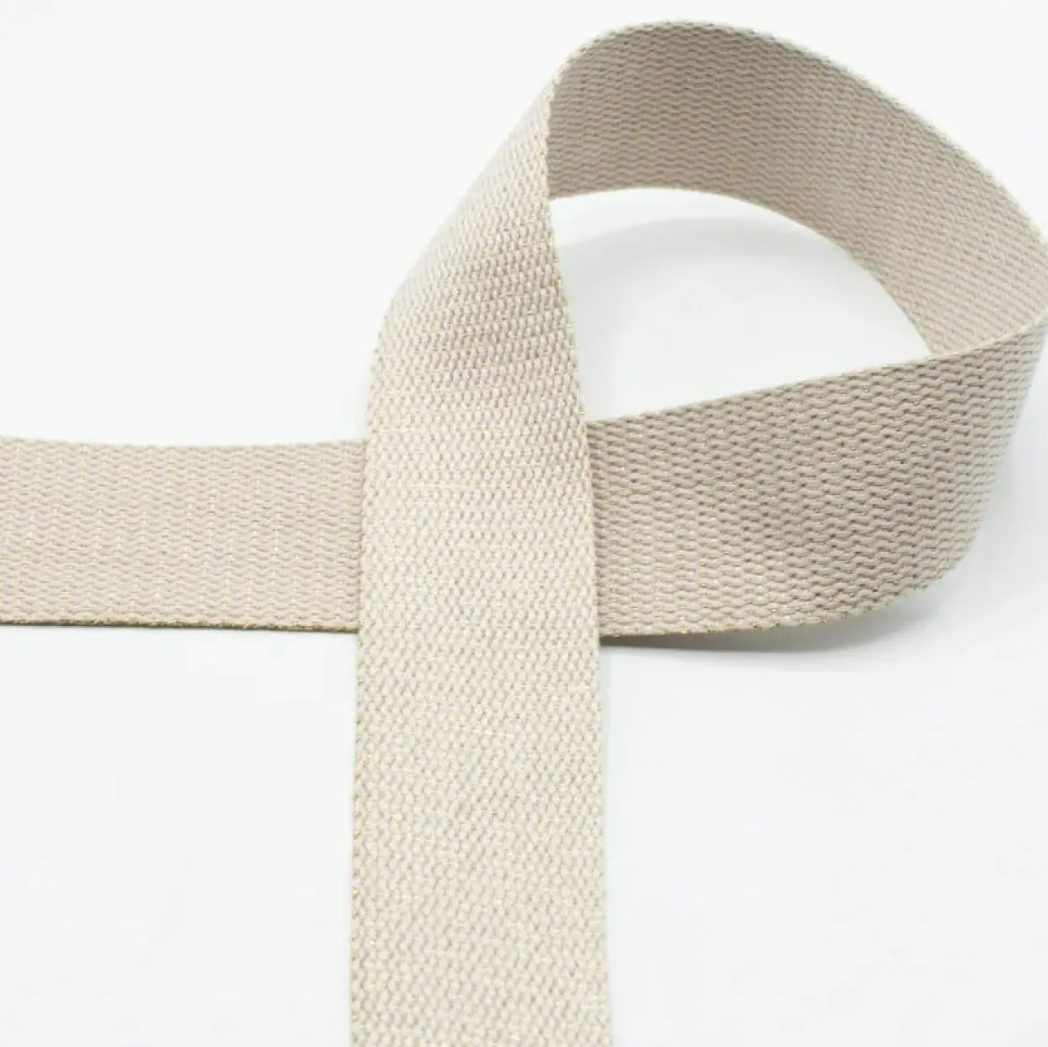 Gurtband Glamour sand goldfarbig Metallic-Effekte Meterware 40mm Breite