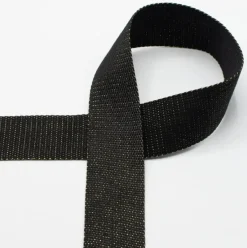 Gurtband Glamour schwarz goldfarbig Metallic-Effekte Meterware 40mm Breite