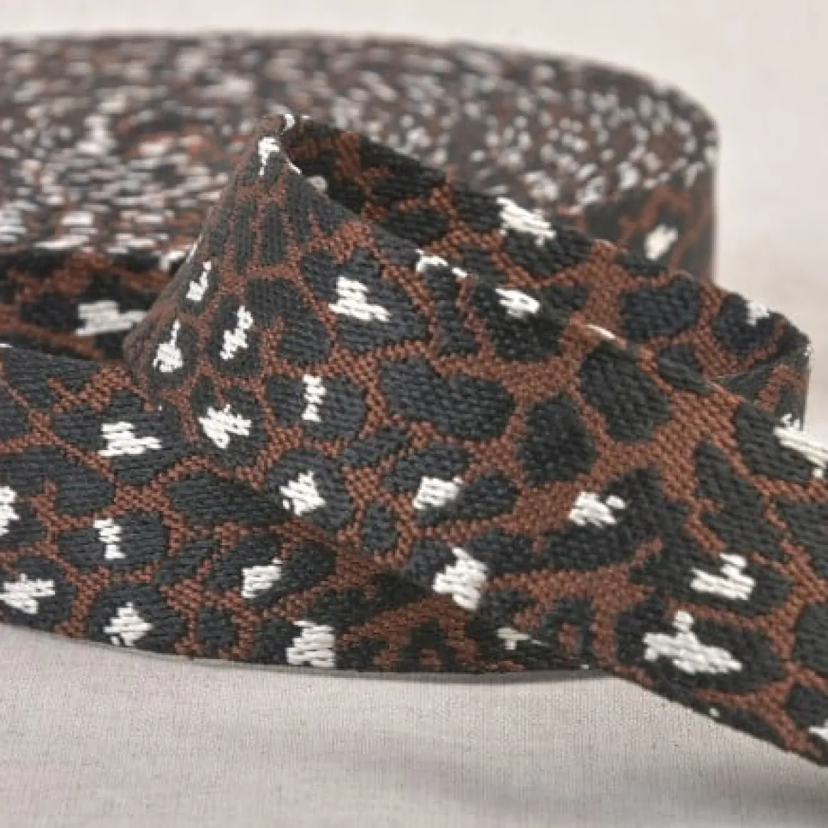 Gurtband Leopardenmuster dunkelbraun schwarz 3,8cm Breite