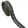 Gurtband Paisley Jacquard flaschengrün ecru 4,8cm Breite