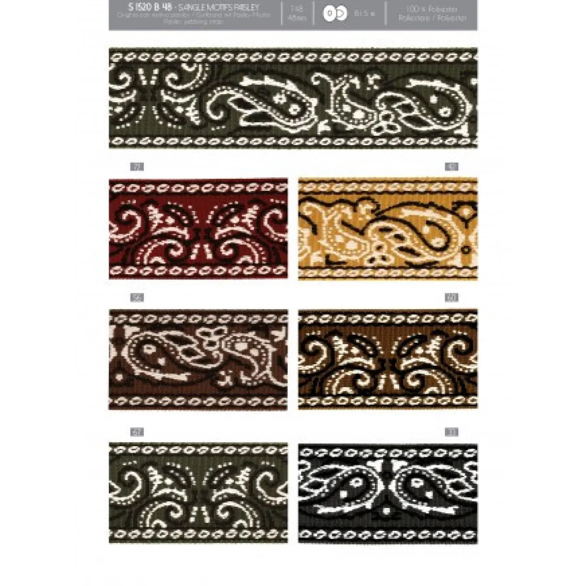 Gurtband Paisley Jacquard schokoladenbraun ecru 4,8cm Breite