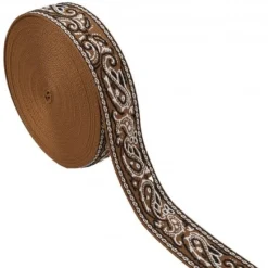 Gurtband Paisley Jacquard schokoladenbraun ecru 4,8cm Breite