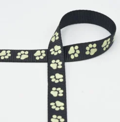 Gurtband Pfoten nachtleuchtend schwarz gelb Breite: 2cm