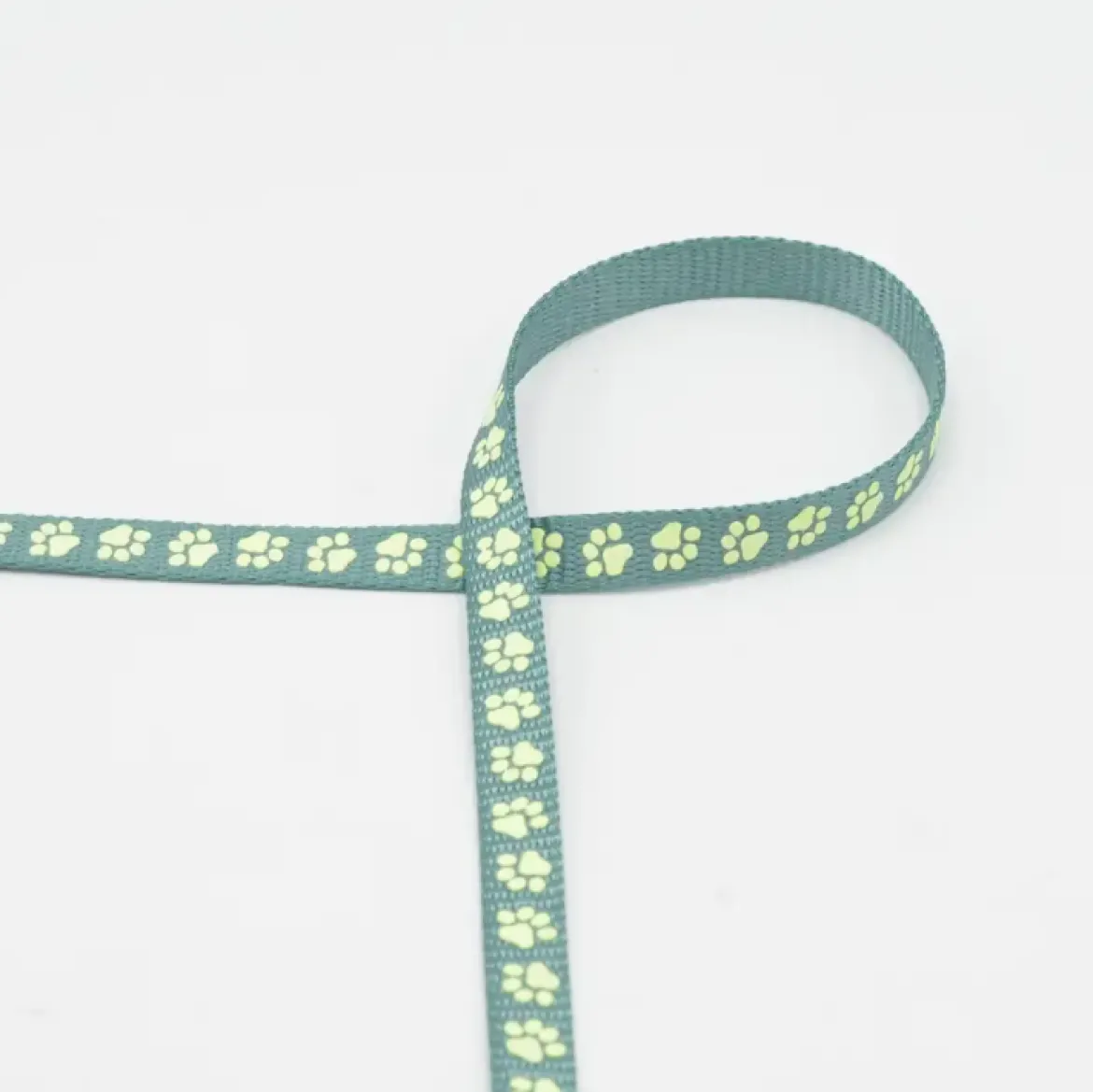 Gurtband Pfoten nachtleuchtend mint gelb 10mm Breite