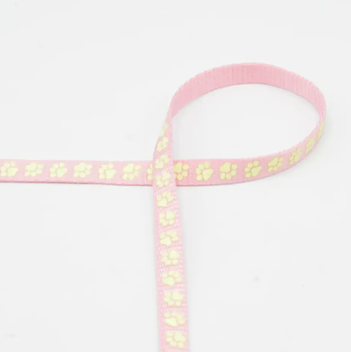 Gurtband Pfoten reflektierend rosa gelb 10mm Breite