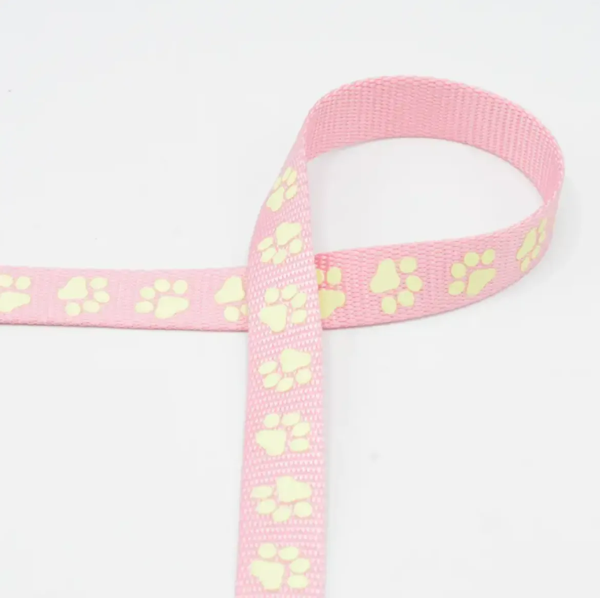 Gurtband Pfoten reflektierend rosa gelb 20mm Breite