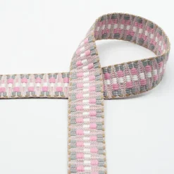 Gurtband Zacken Struktur rosa Meterware 40mm Breite