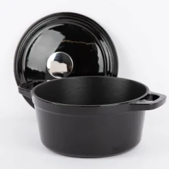 Gusseisen Topf emailliert mit Deckel schwarz 29x21x15,5cm 3,5 Liter