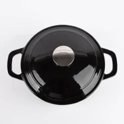 Gusseisen Topf emailliert mit Deckel schwarz 29x21x15,5cm 3,5 Liter