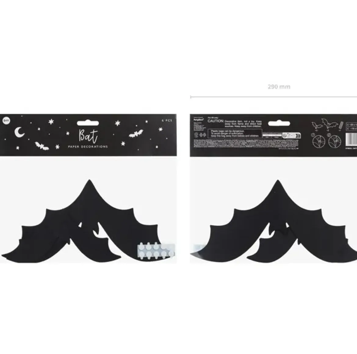 Halloween Fledermaus aus Papier im 6er Set schwarz