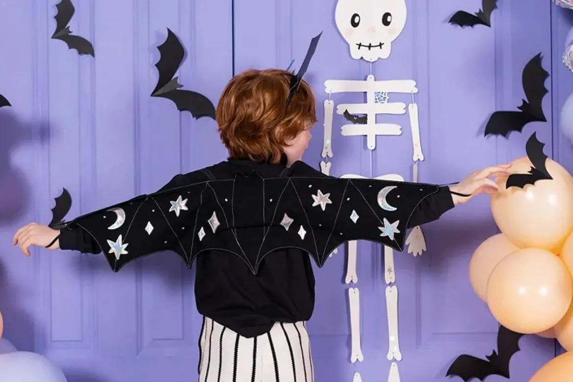 Halloween Fledermaus aus Papier im 6er Set schwarz